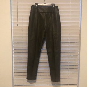 Olive green vegan leather ankle pants size small